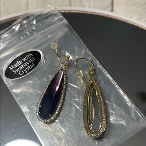 Swarovski Gold and Purple Crystal Drop Earrings